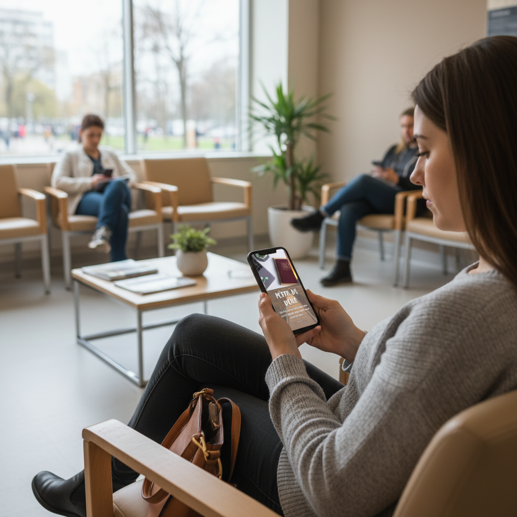 Mulher em sala de espera